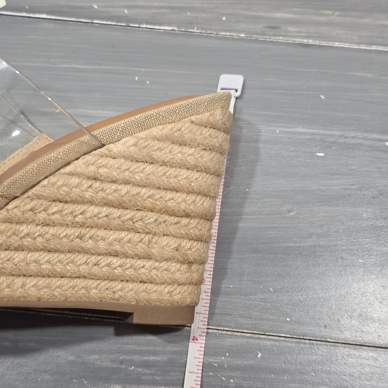 A New Day Ansel Espadrille Wedge Sandals Clear Double Strap Tan