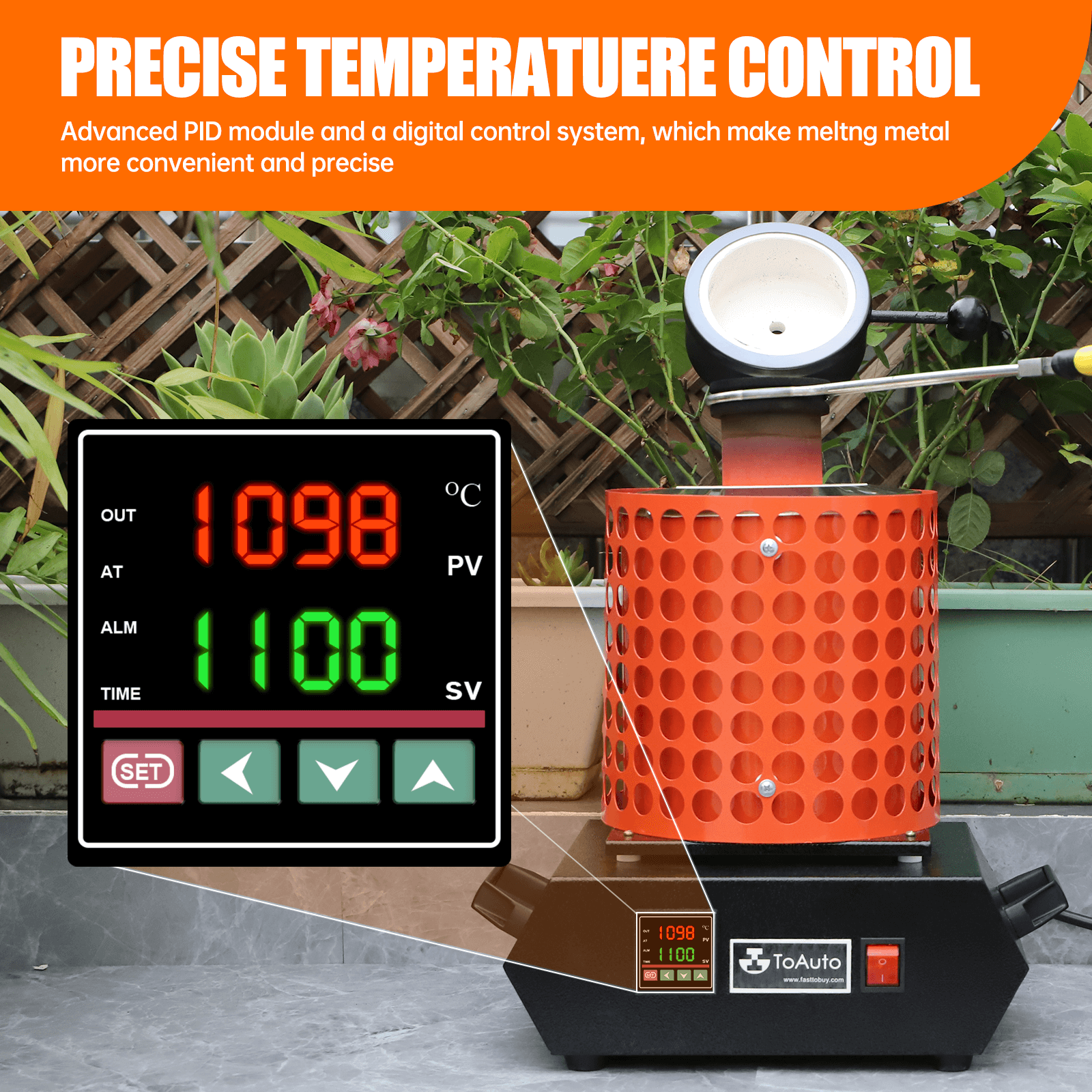 6.6LBS Upgraded Gold Melting Furnace Smelter Aluminum Copper Smelter Casting US