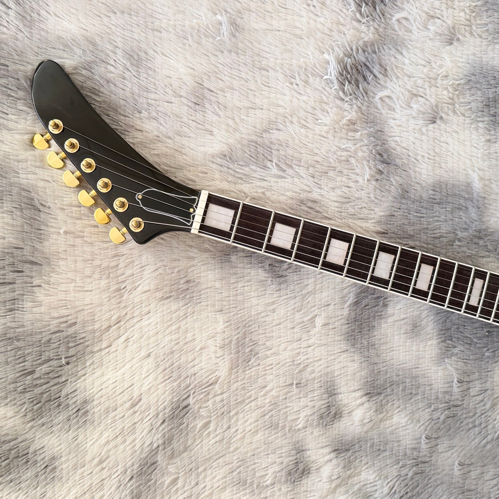 Explorer Custom Black Electric Guitar Gold Hardware Rosewood Fretboard No logo