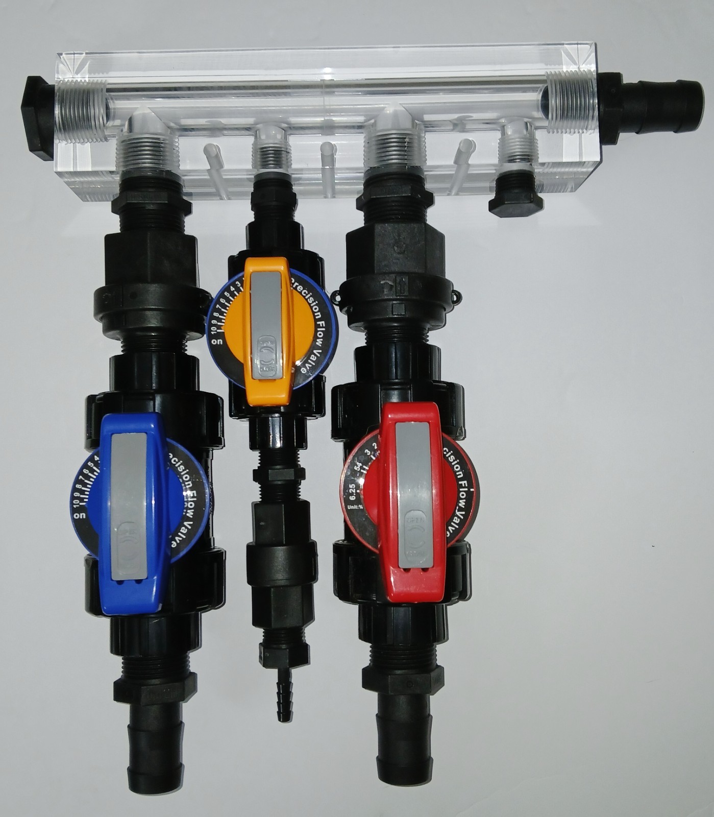 Clear Acrylic 3-valve Soft Wash Mixing Proportioner w/ 1-inch Metering Valves