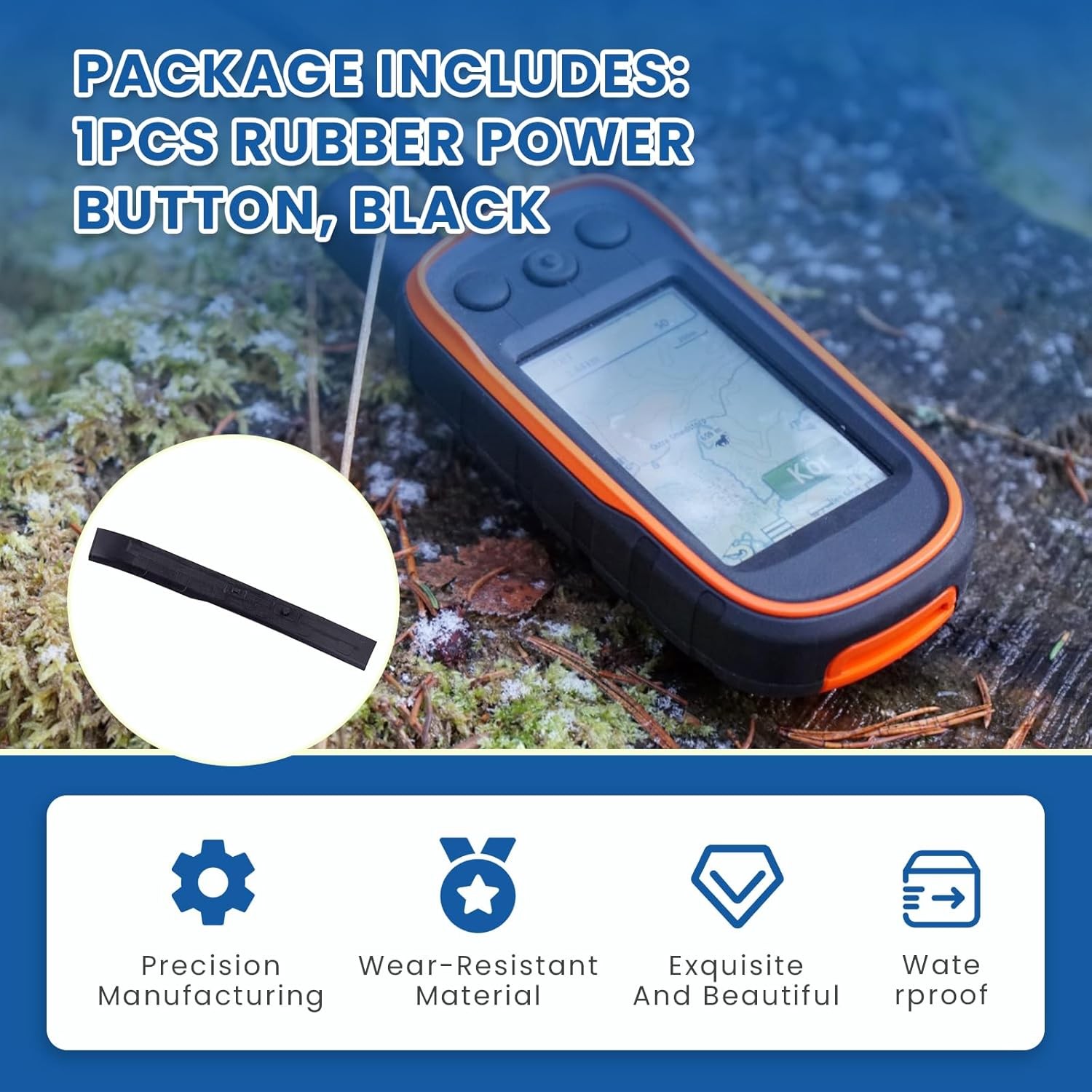 1Pcs Rubber Power Button GP03330 Fits Garmin Alpha 100;Atemos 100 (waterproof)