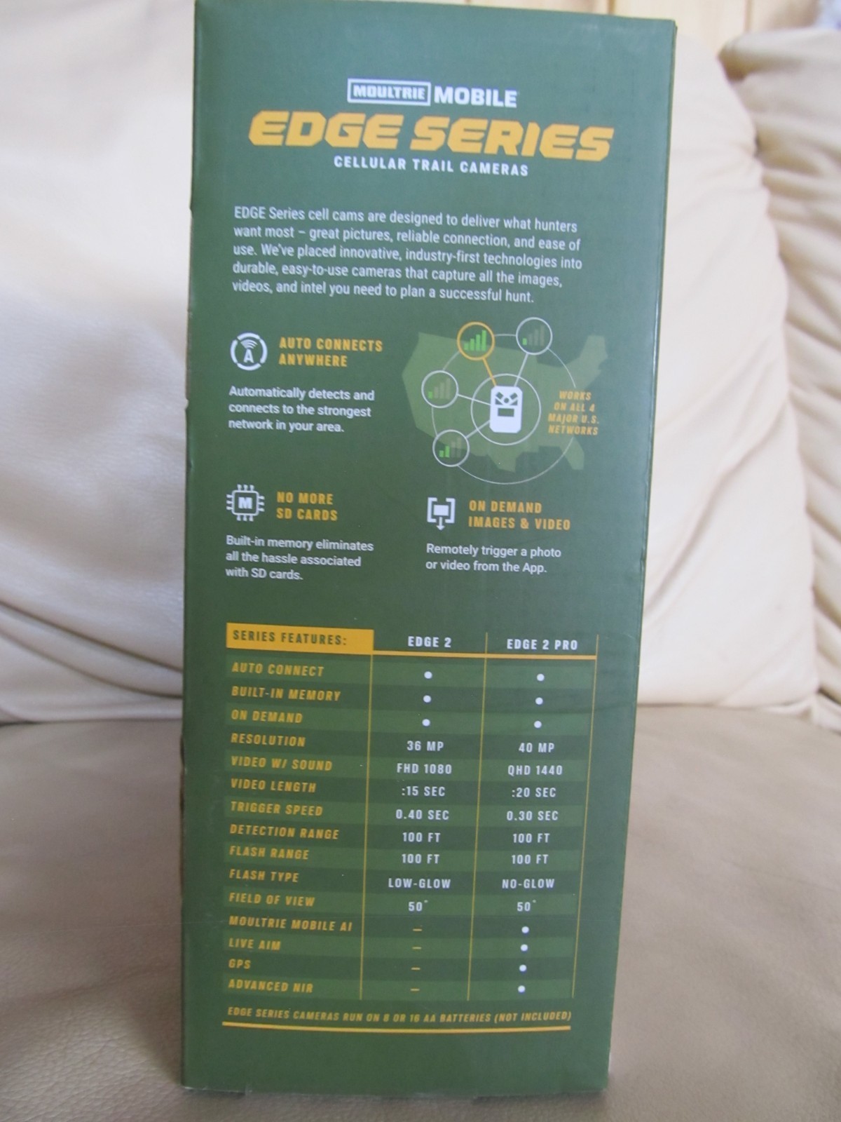 Moultrie Mobile Edge 2 Cellular Trail Camera Beige, NEW IN BOX-2 PACK KIT
