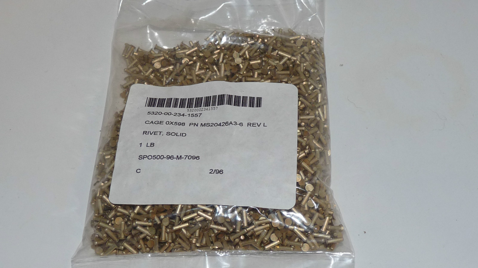 1/8 pound MS20426A3-6 Aluminum Aircraft 100 Deg Solid Rivets 3/32 d x 3/8 long