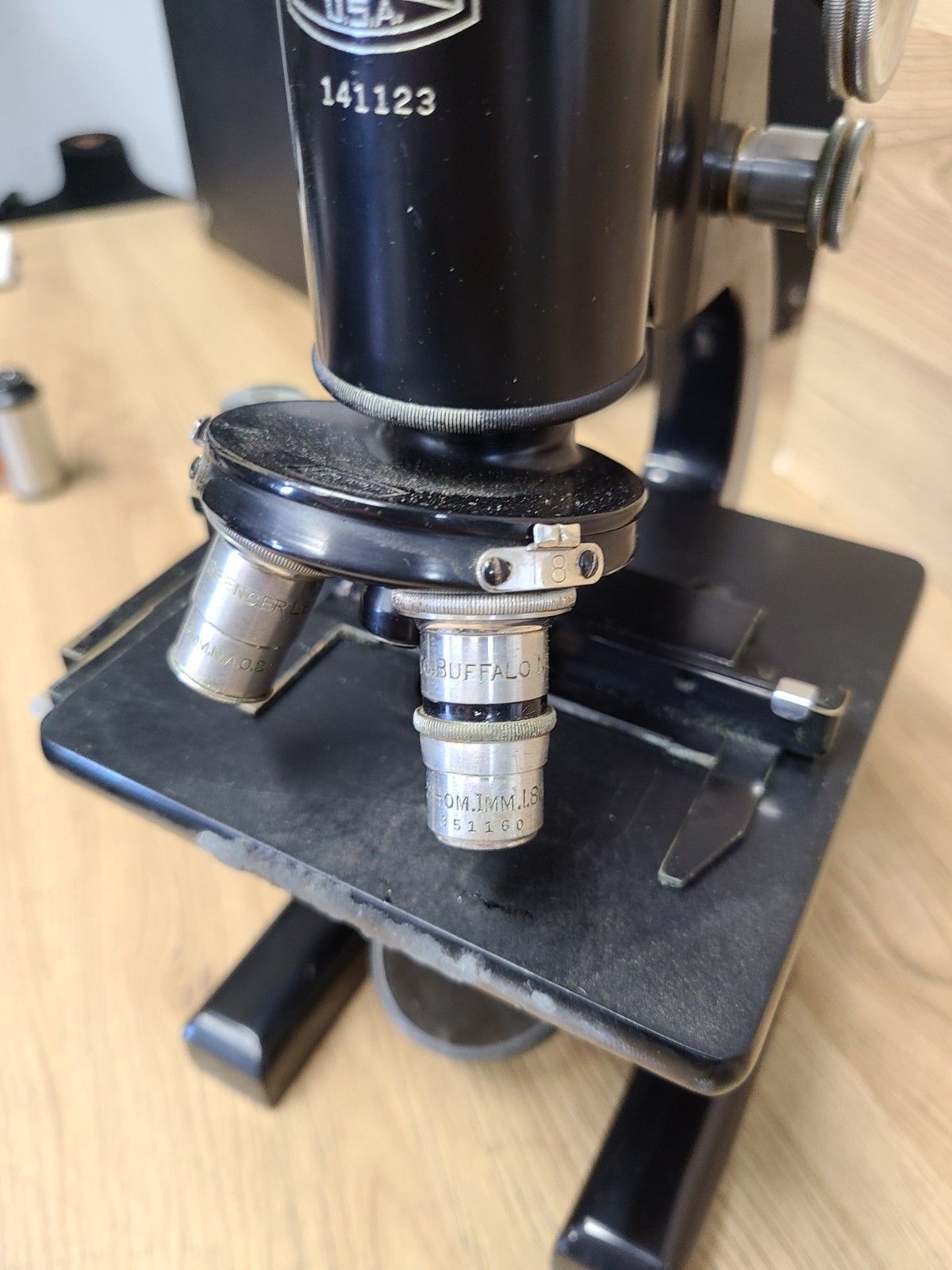 Vintage Spencer Buffalo USA Monocular Microscope Carl Zeiss Lens and Scopelite