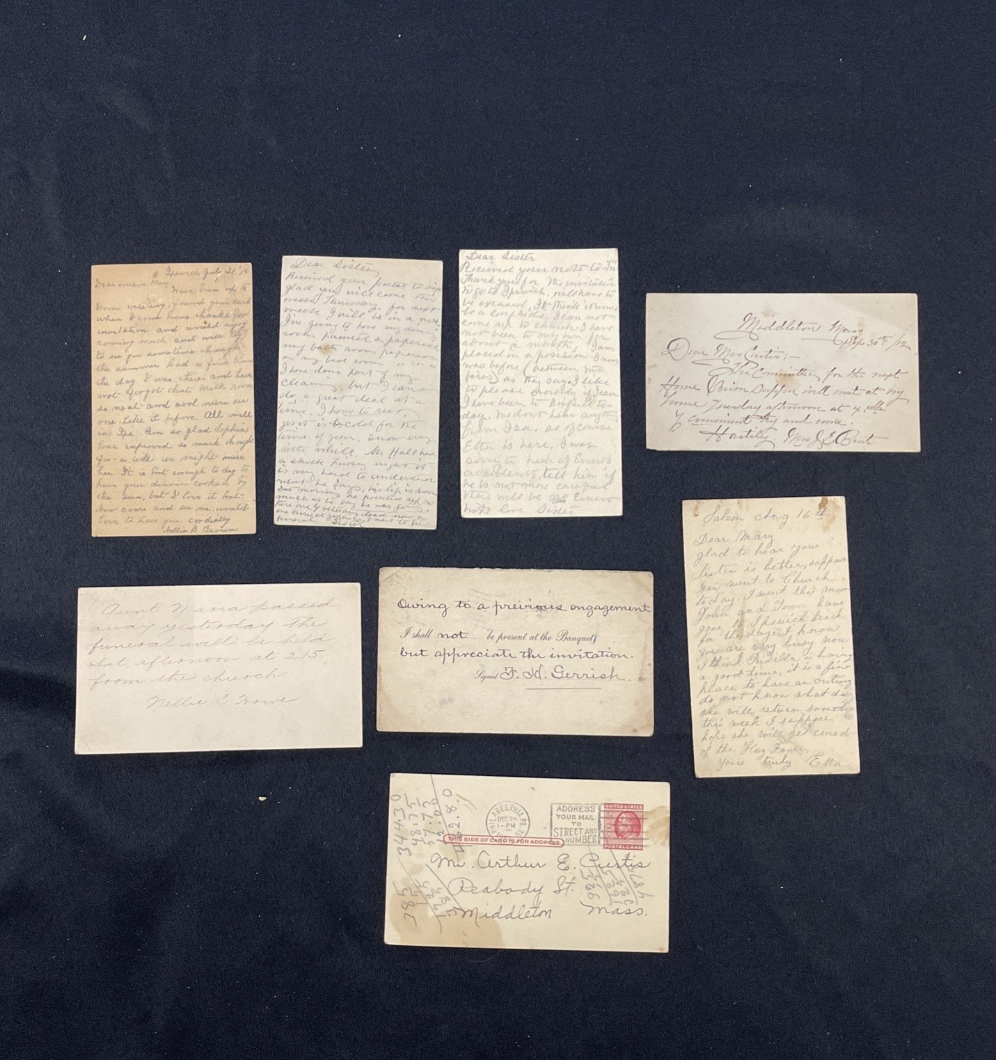 Lot of 34 Letters Mrs Mary Curtis Middleton Massachusetts 1900 - 1920
