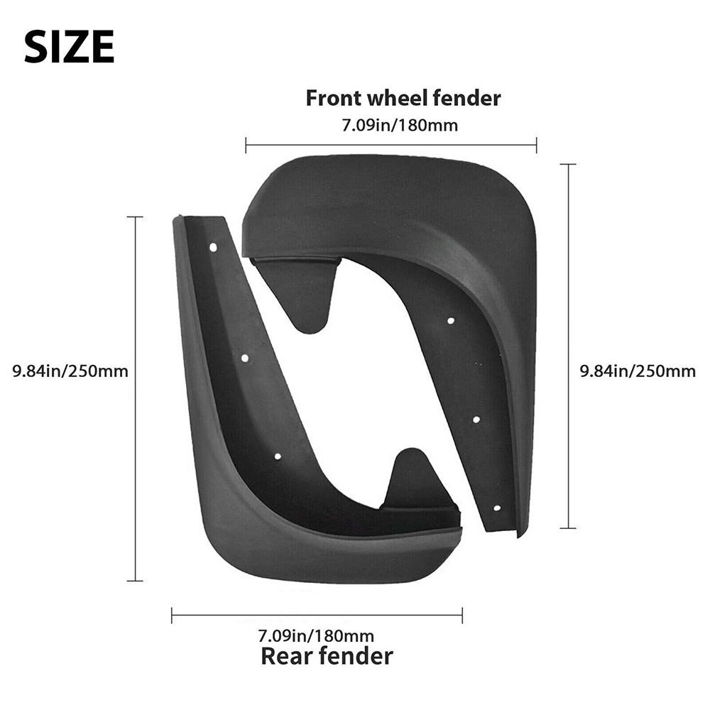 4PCS Mud Flaps for Car Universal Splash Guard PP Mudguards Fits Most Vehicles ZU