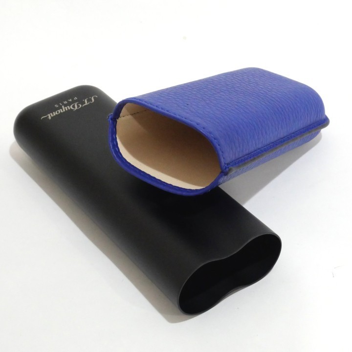 S.T.Dupont 183161 Double 2 Tube Cigar Case / Cigar Holder Ocean & Matte BlackNEW