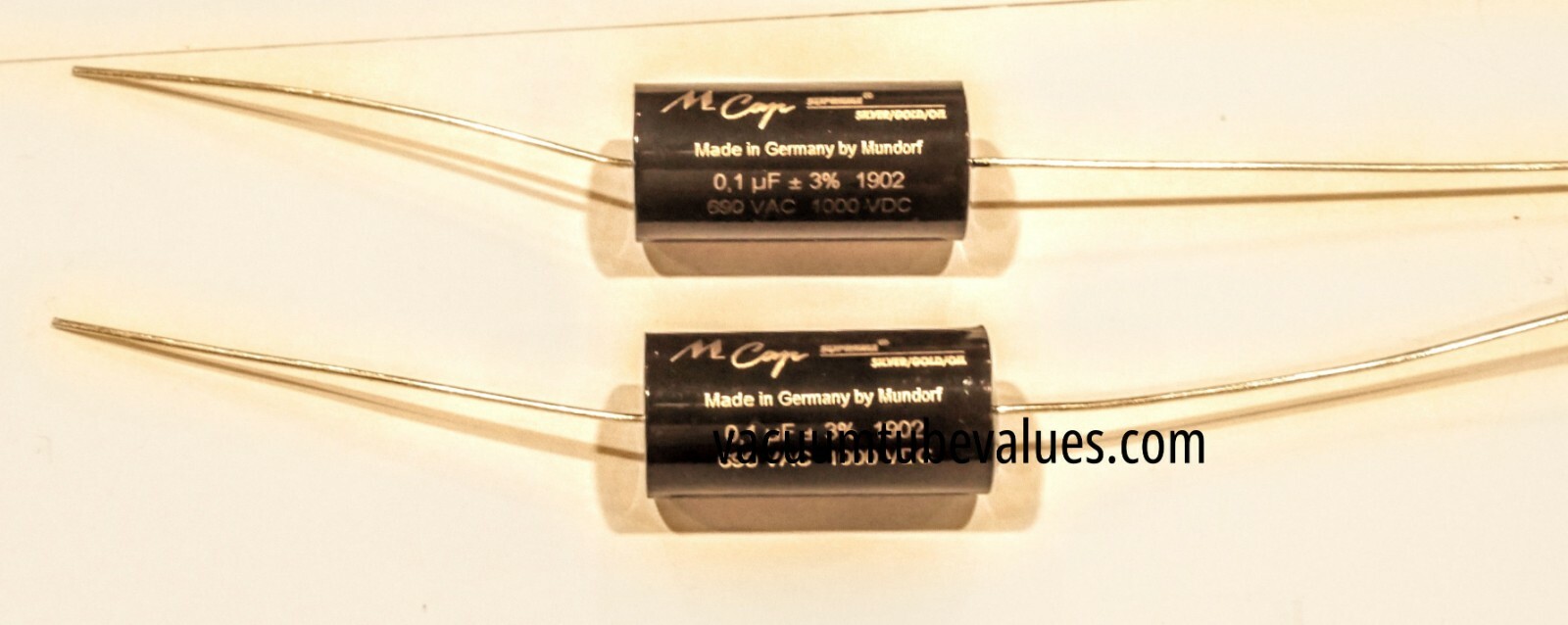 TWO Mundorf MCap Supreme Silver Gold Oil Capacitor 0.1uf 0.10 .1 uf 1000VDC
