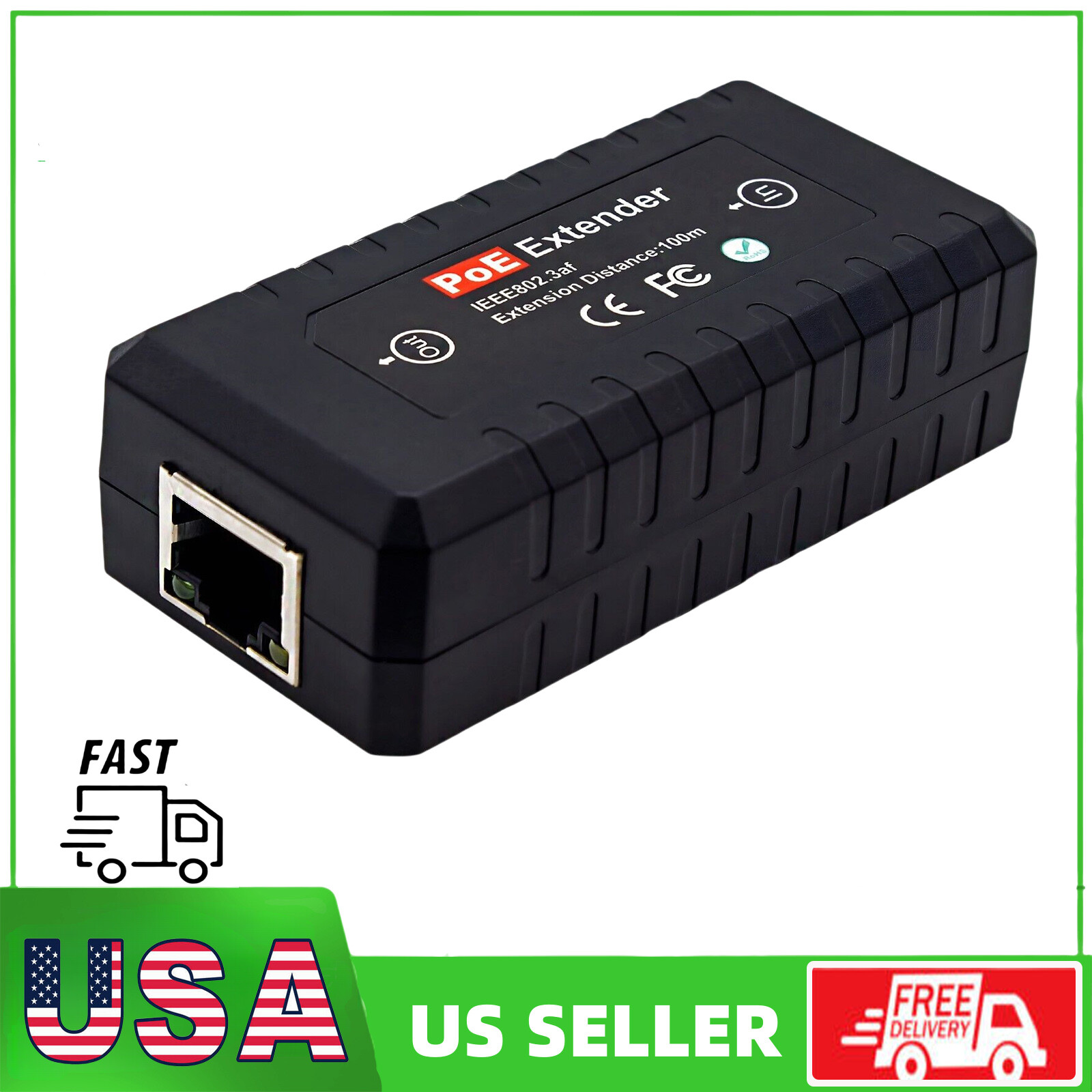 UltraPoE PoE Extender 10/100Mbps IEEE 802.3af PoE Repeater Extension 100m
