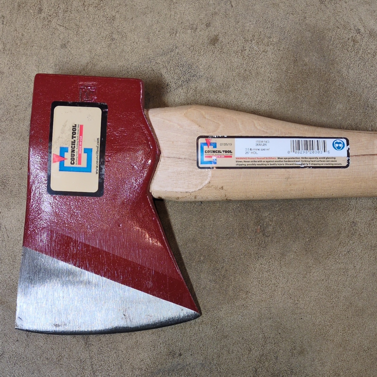 Council Tool 35MJ26 3.5 lbs. Jersey Miner’s Axe, 26" Straight Handle, US Made
