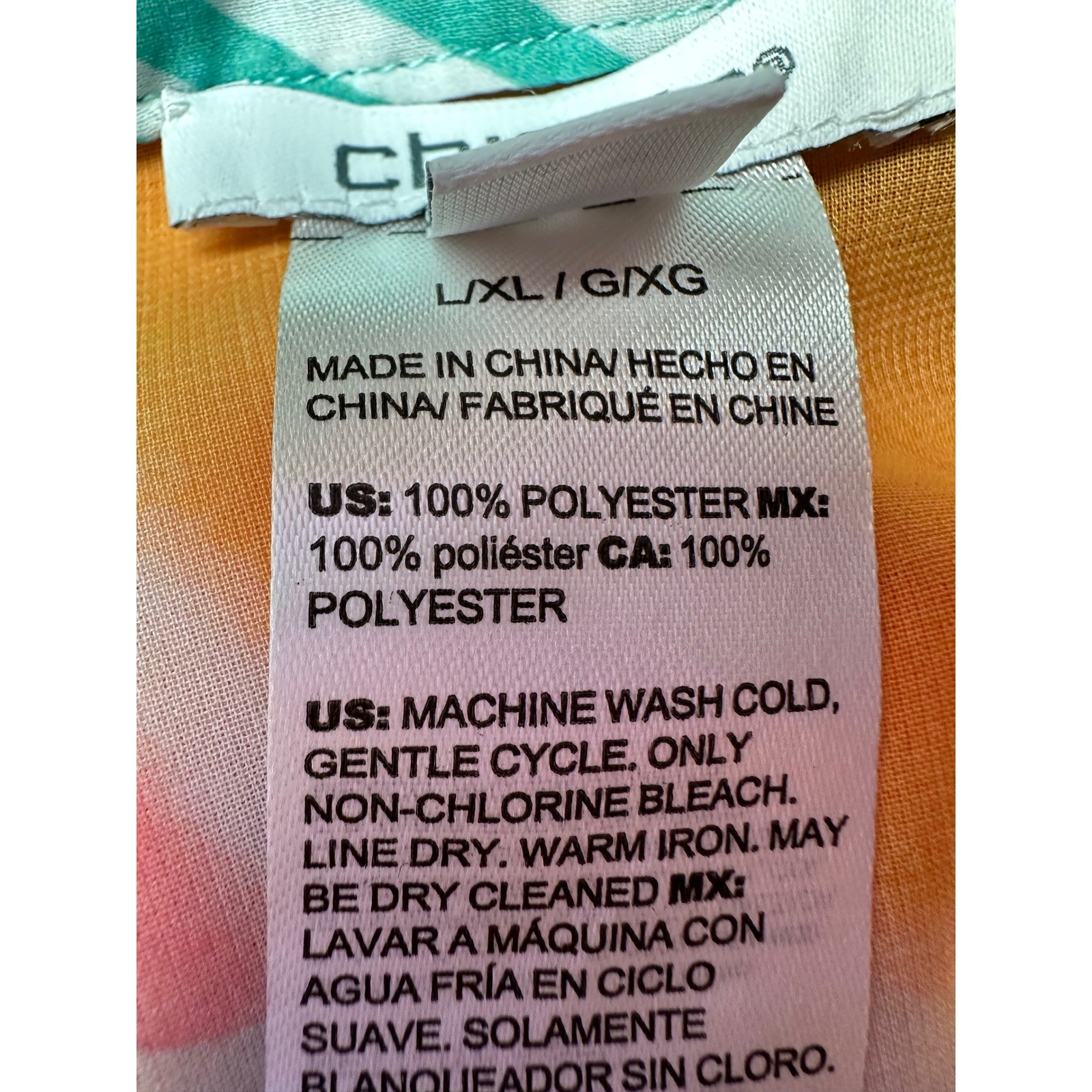 Chico's Kimono Wrap Womens L/XL Orange Pink Watercolor Abstract Boho Coverup