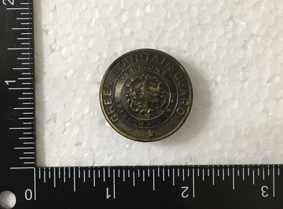 WW1 US Army Green Mountain Guard Vermont State Guard Collar Disc VT
