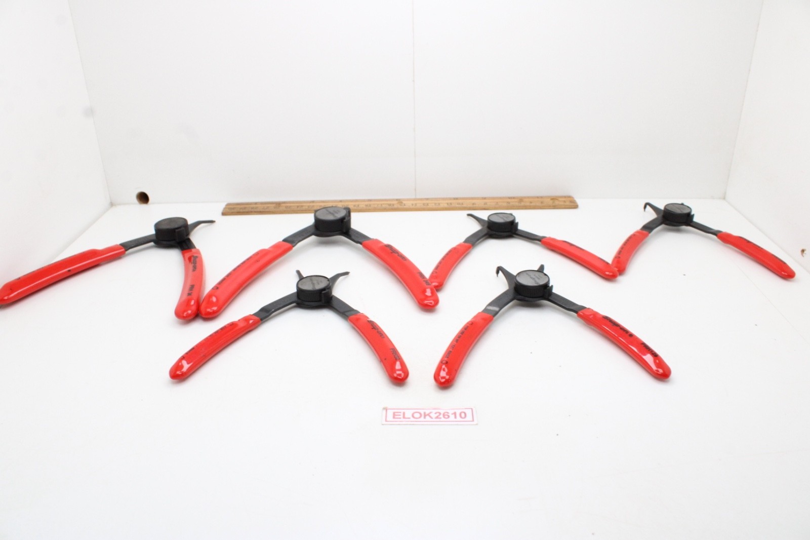 Snap On PRH406 6 Piece Red Rubber Handle Snap Ring Pliers Set USA
