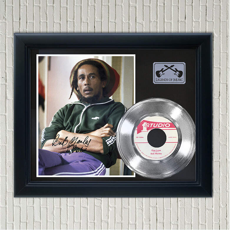 Bob Marley "One Love" Framed Platinum Record Reproduction Signatures