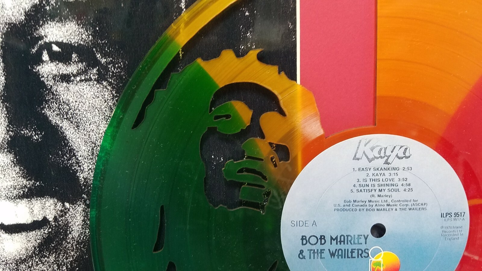 Bob Marley laser cut limited edition color vinyl framed record display