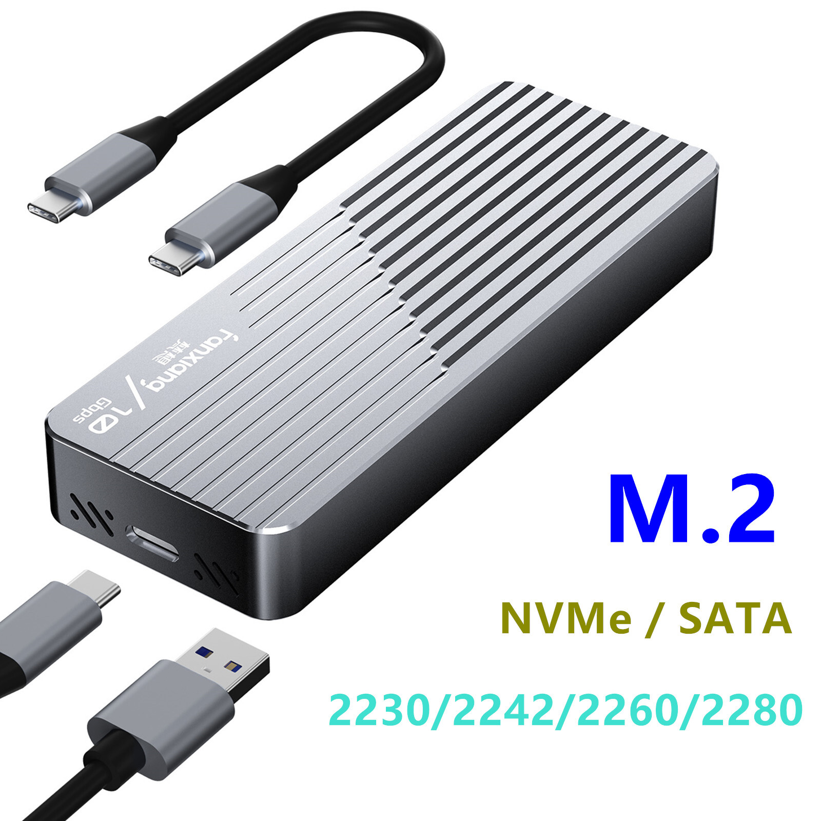 Fanxiang M.2 NVMe SATA SSD Enclosure USB Type C 10Gbps NVMe SSD External Case