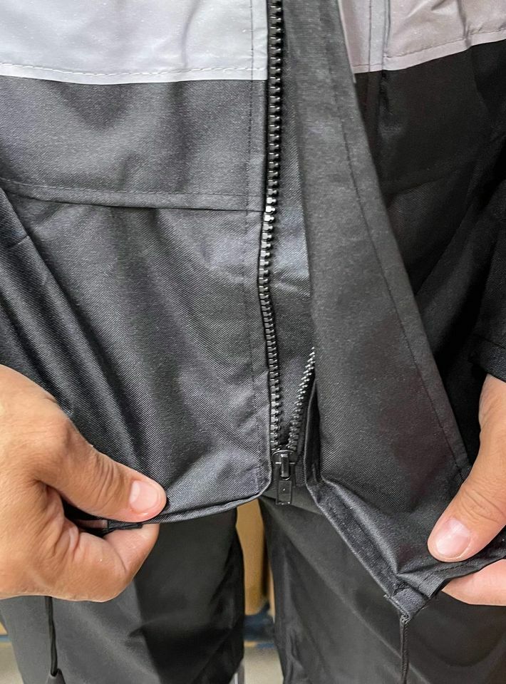 Black Safety Rain-suit, Rain Jacket With Hoodie and Rain Pants