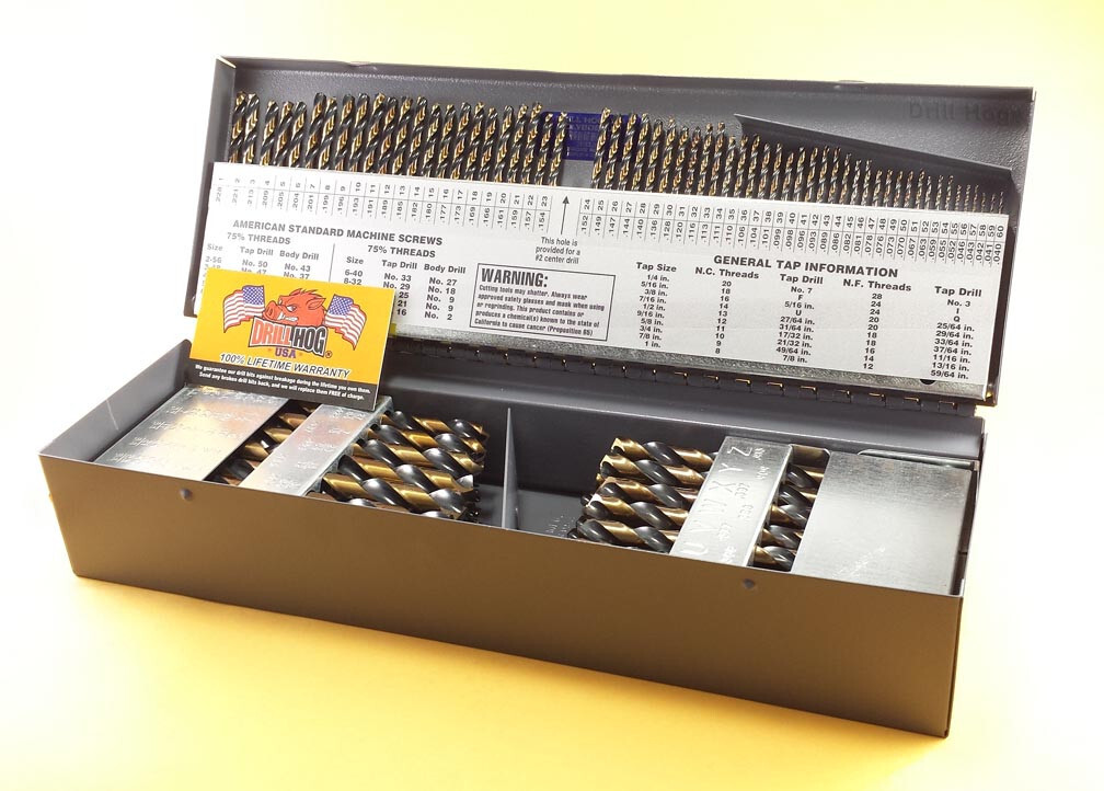 Drill Hog® 115 Pc Drill Bit Set Letter Number HI-Molybdenum M7 Lifetime Warranty