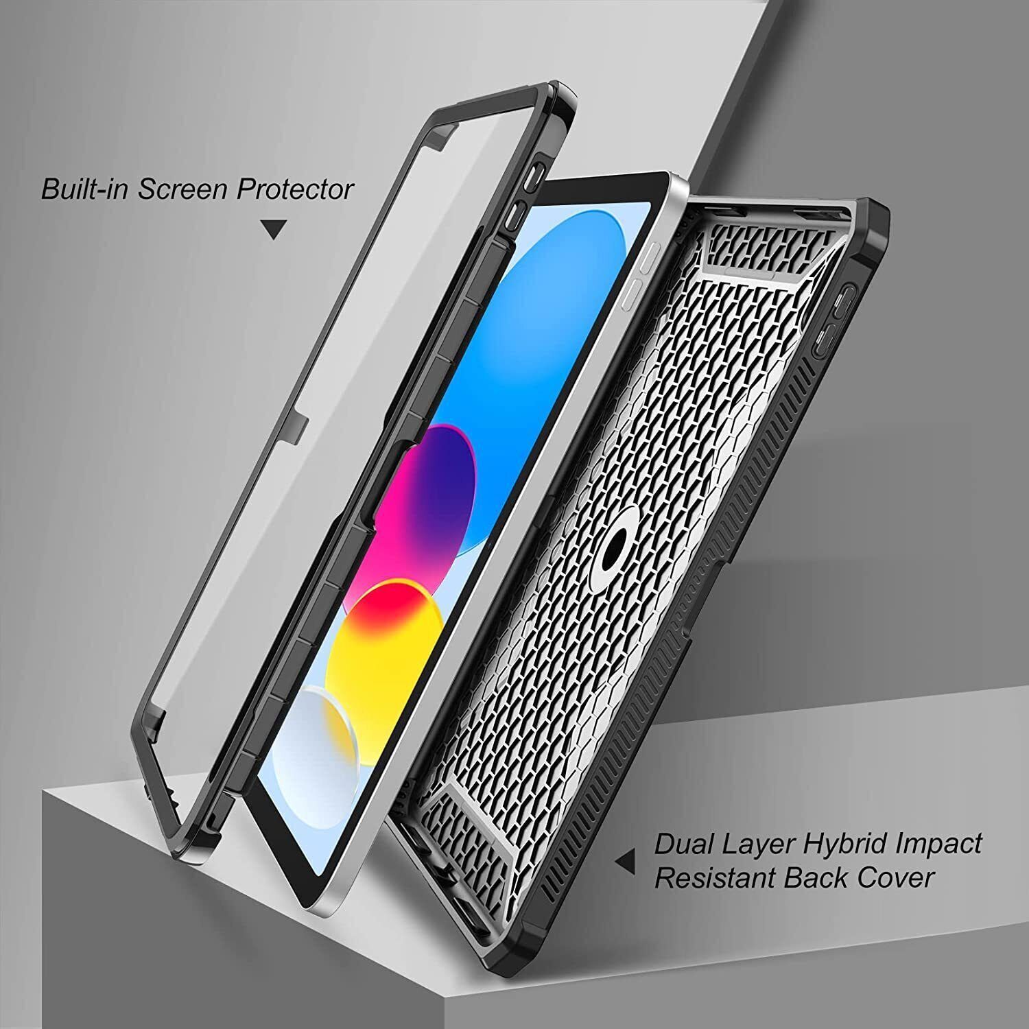 Shockproof Case for iPad 10th Gen 10.9" (2022) Rotating Grip Stand Rugged Cover
