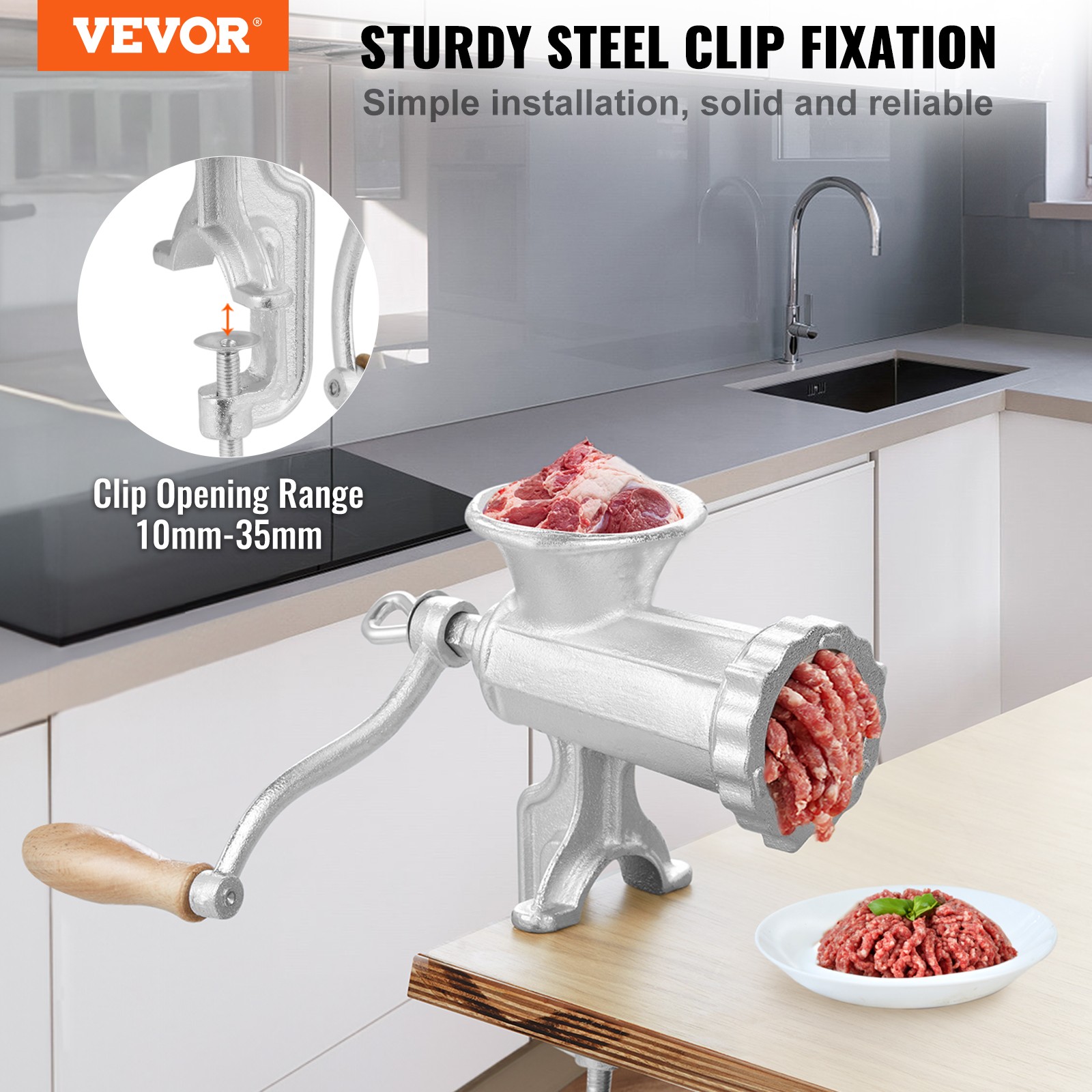 VEVOR Manual Meat Grinder Heavy Duty Cast Iron Meat Grinder & Steel Table Clamp
