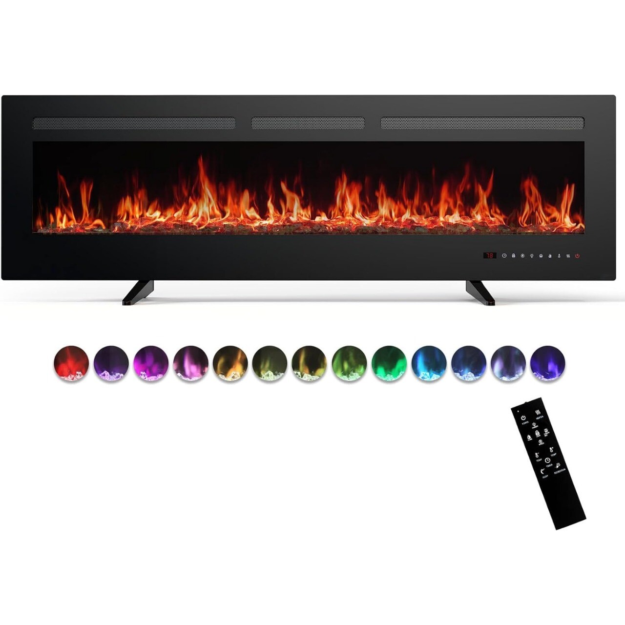 Electric Fireplace Wall Mount Recessed Fireplace Insert and Freestanding Heater
