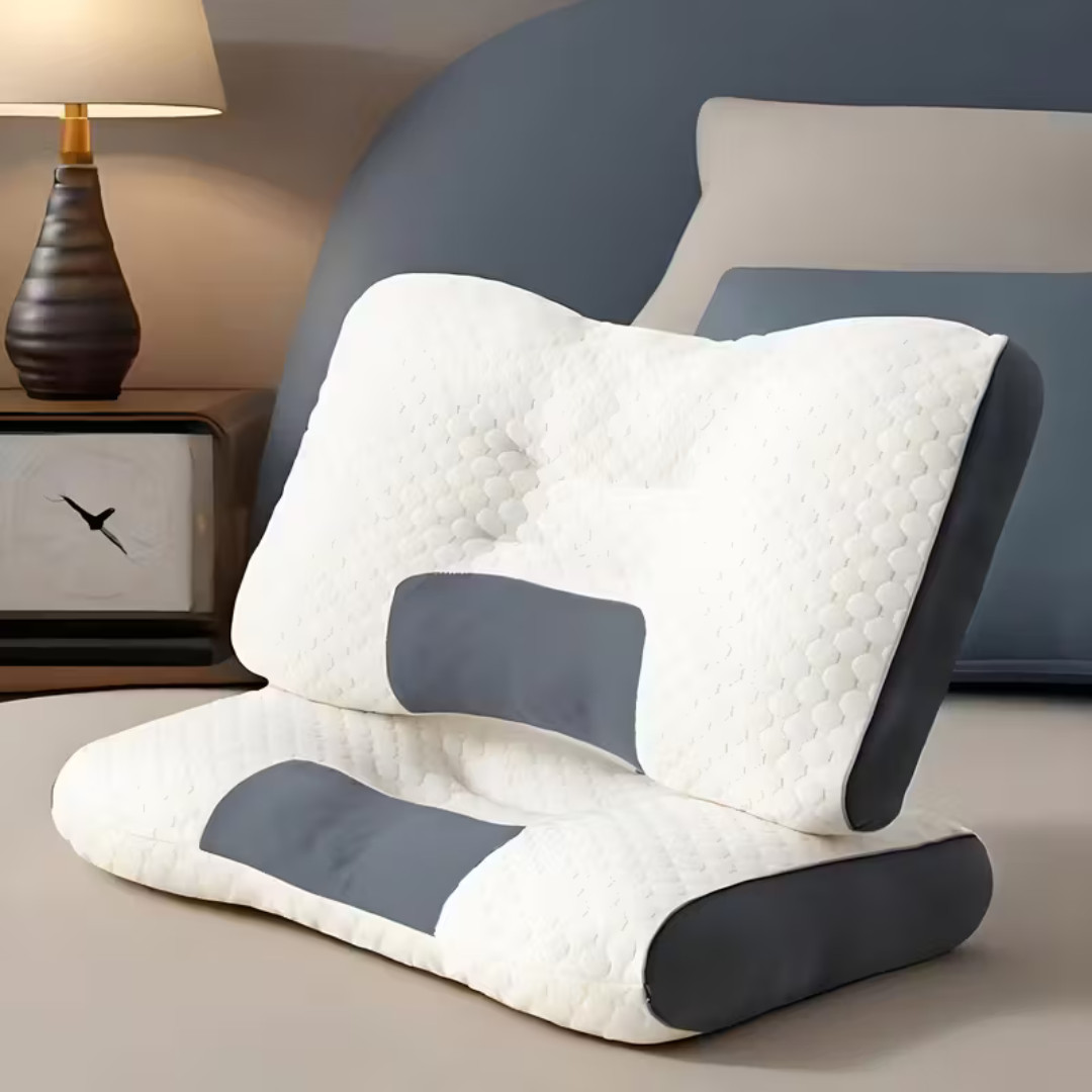 2 PCS ERGONOMIC NECK PILLOW HELP MASSAGE, SOFT, ADJUSTABLE SLEEPING 100%