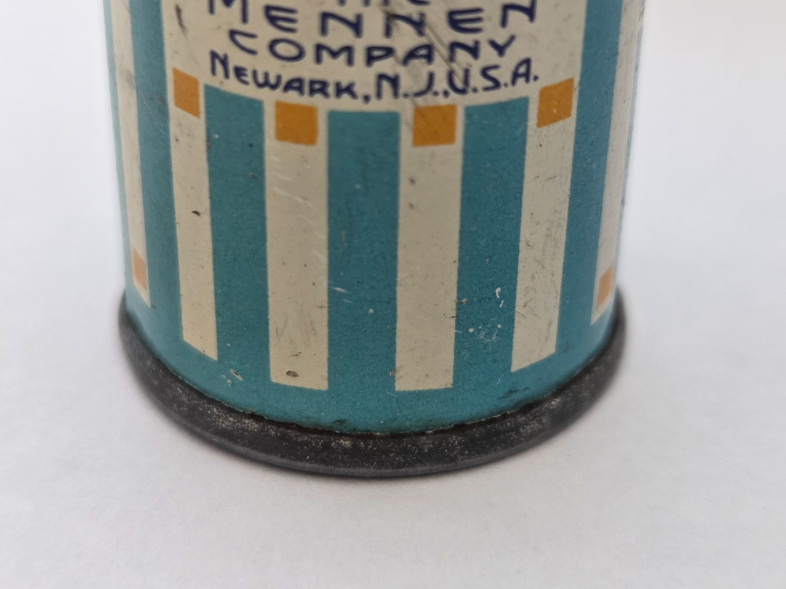 Vintage Mennen Borated Talcum Tin Baby Powder USA Sample Size Advertising Empty