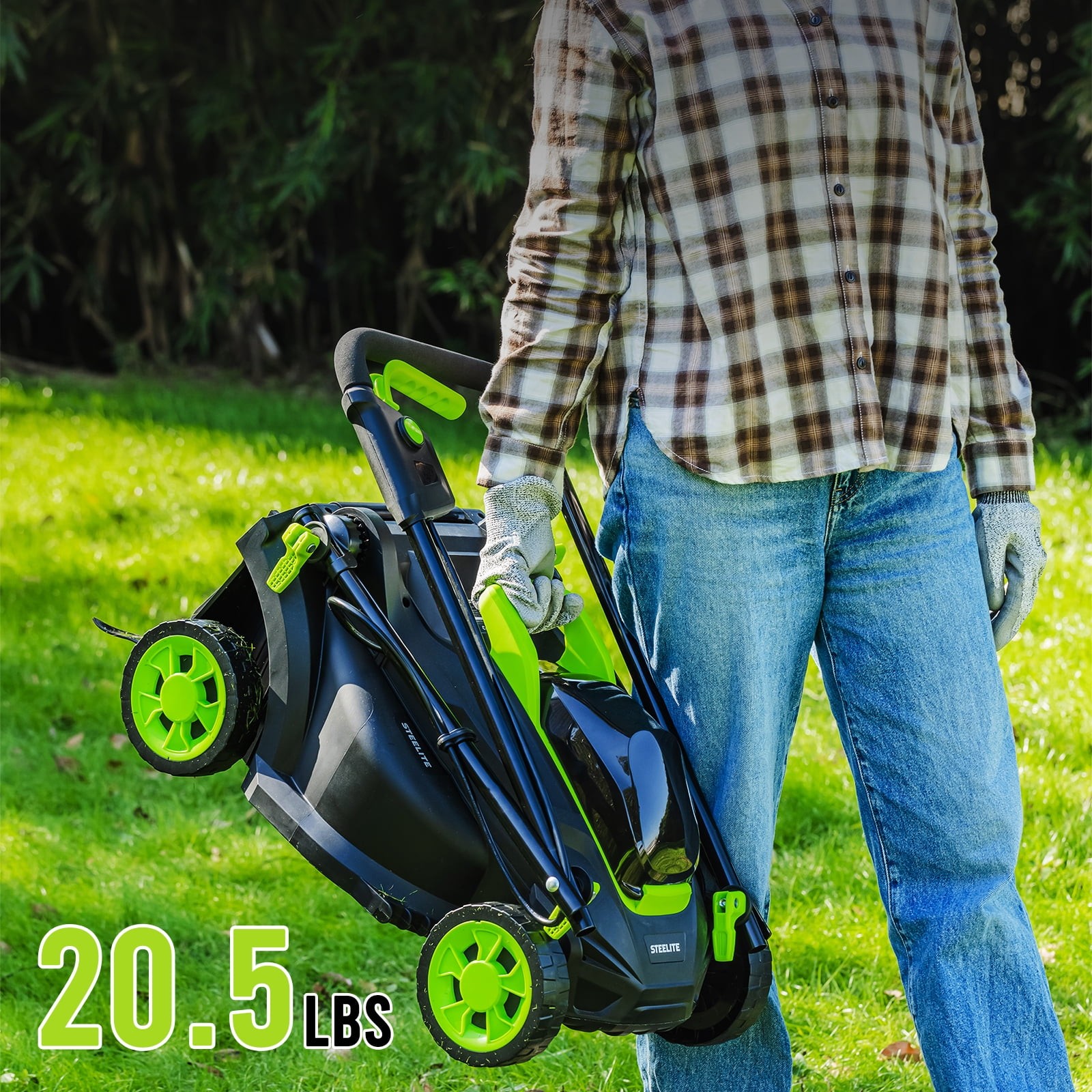 Steelite 13in Electric Cordless Lawn Mower with Brushless Motor & 4.0Ah Battery