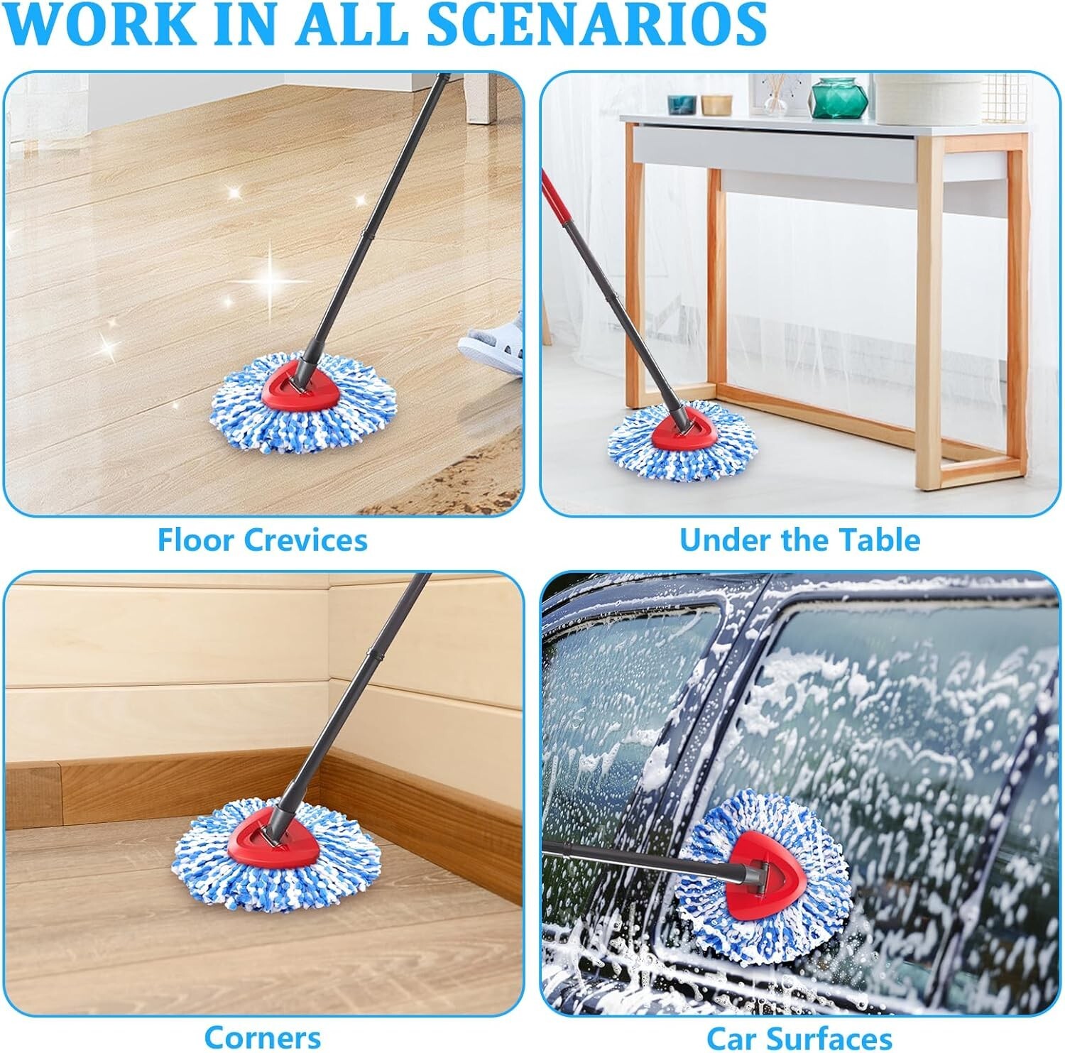 2/4 Pack Spin Mop Refills O-Cedar Rinse Clean 2-Tank System Replacement Heads