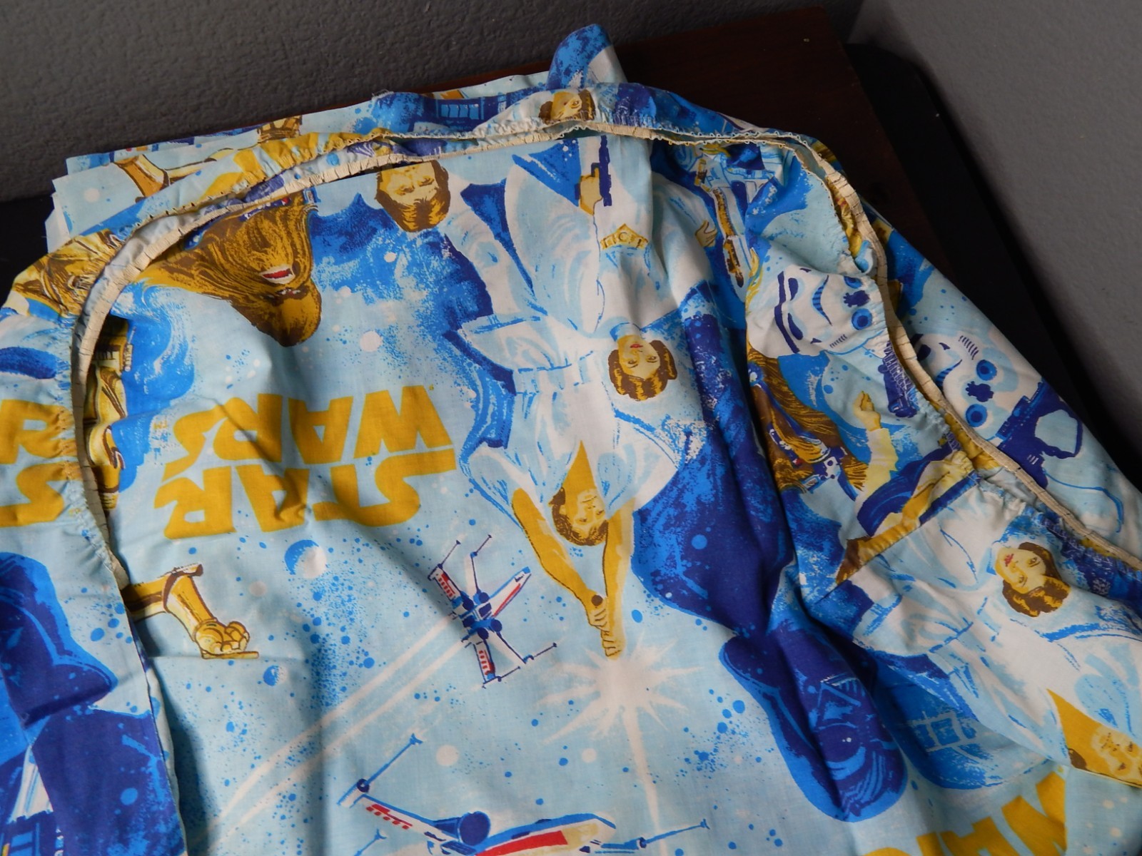 Vintage 1977 Star Wars A New Hope Fitted Twin Bed Sheet JC Penney Bibb