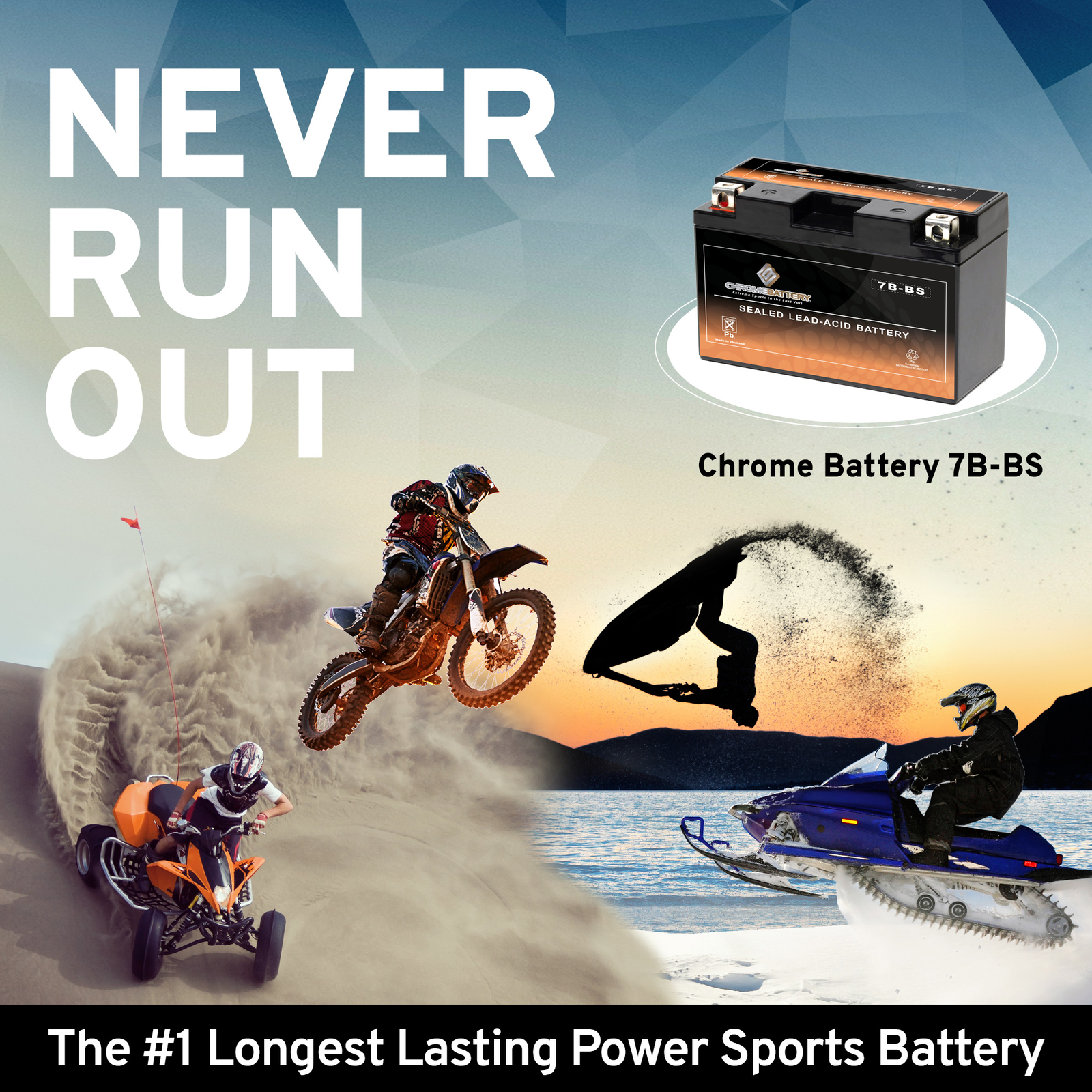 YT7B-BS High Performance AGM ATV Battery for Yamaha YFZ450 04-13, BRP DS450