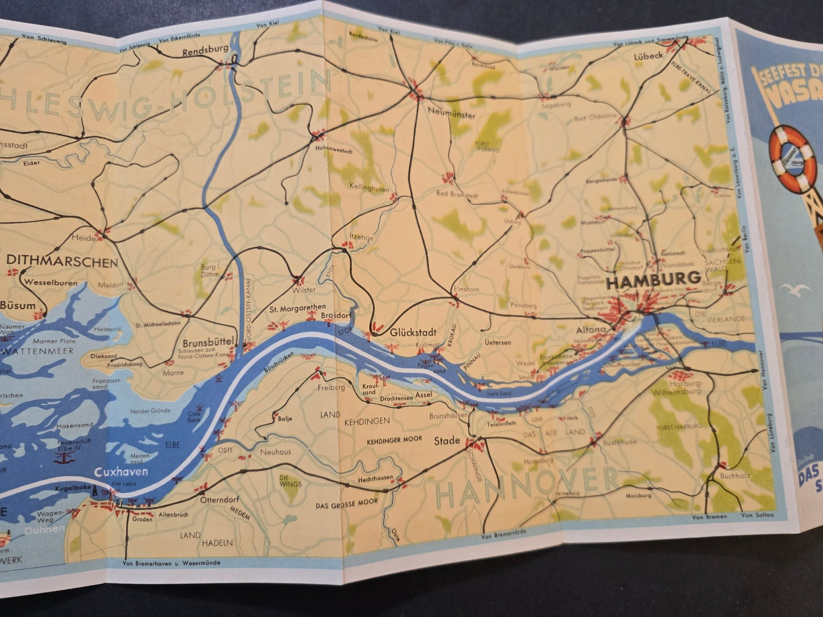 WW2 WWII German HAPAG Nordsee Map Brochure Hamburg Helgoland Travel Foldout 1933