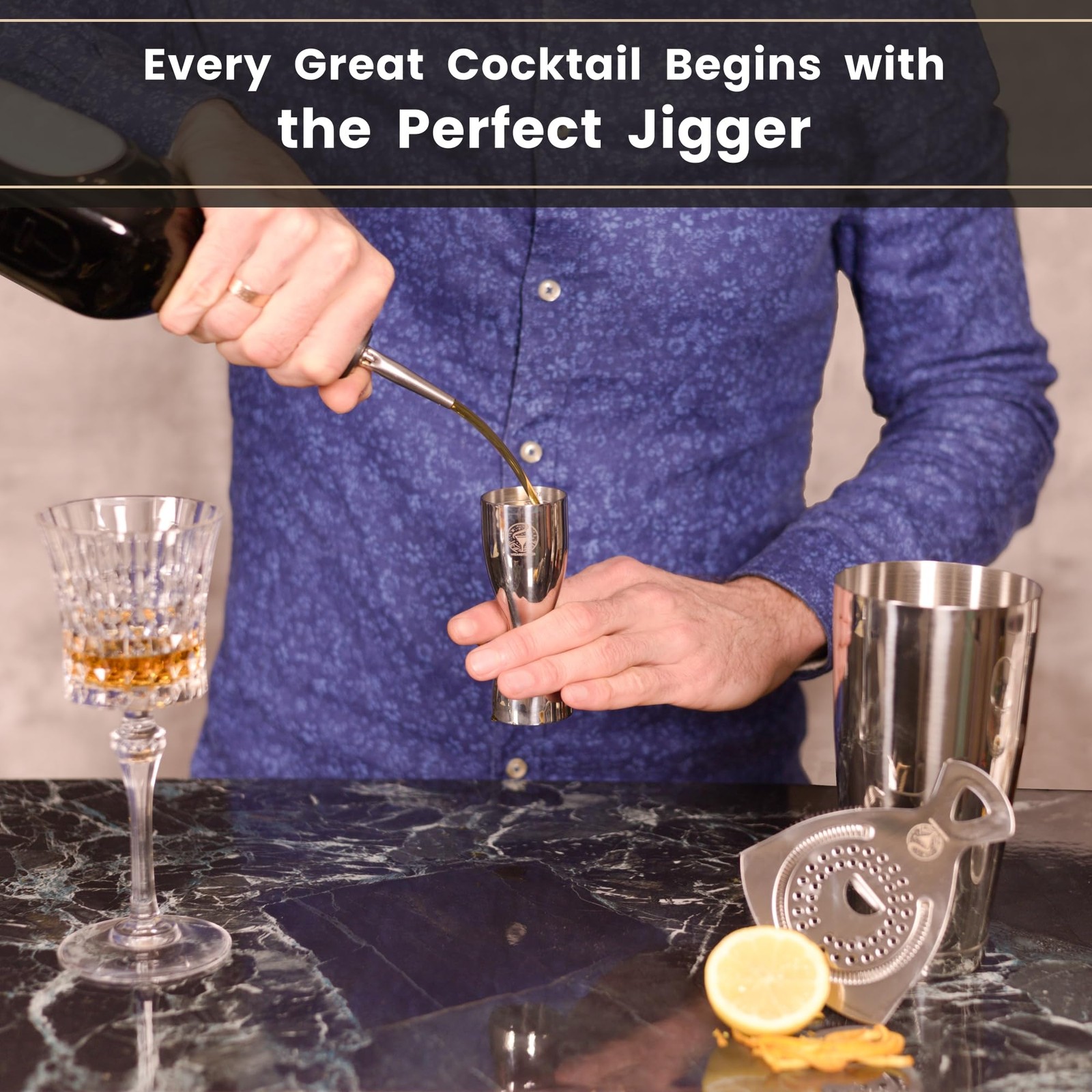 Cocktail Jigger for Bartending | Bar 2 oz 1 Standard, Glossy Silver