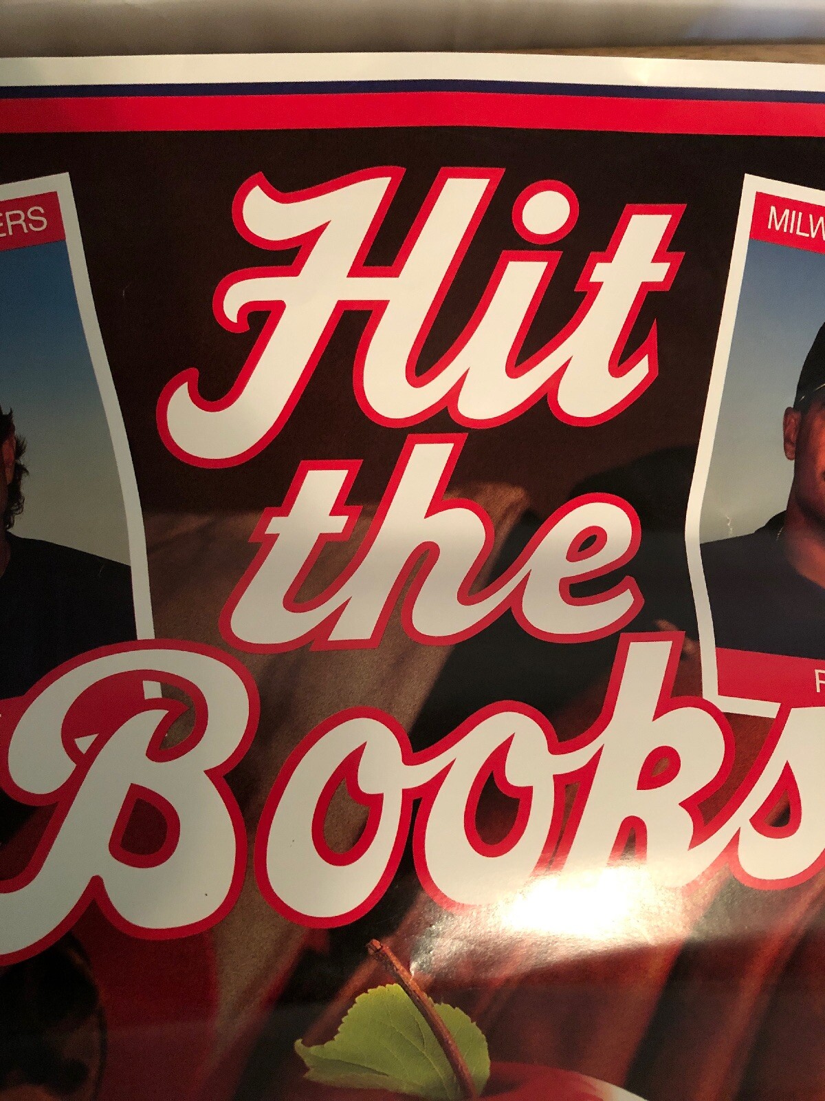 Vtg Milwaukee Brewers Robin Yount Pat Listach Hit The Books WEAC Poster. MLB