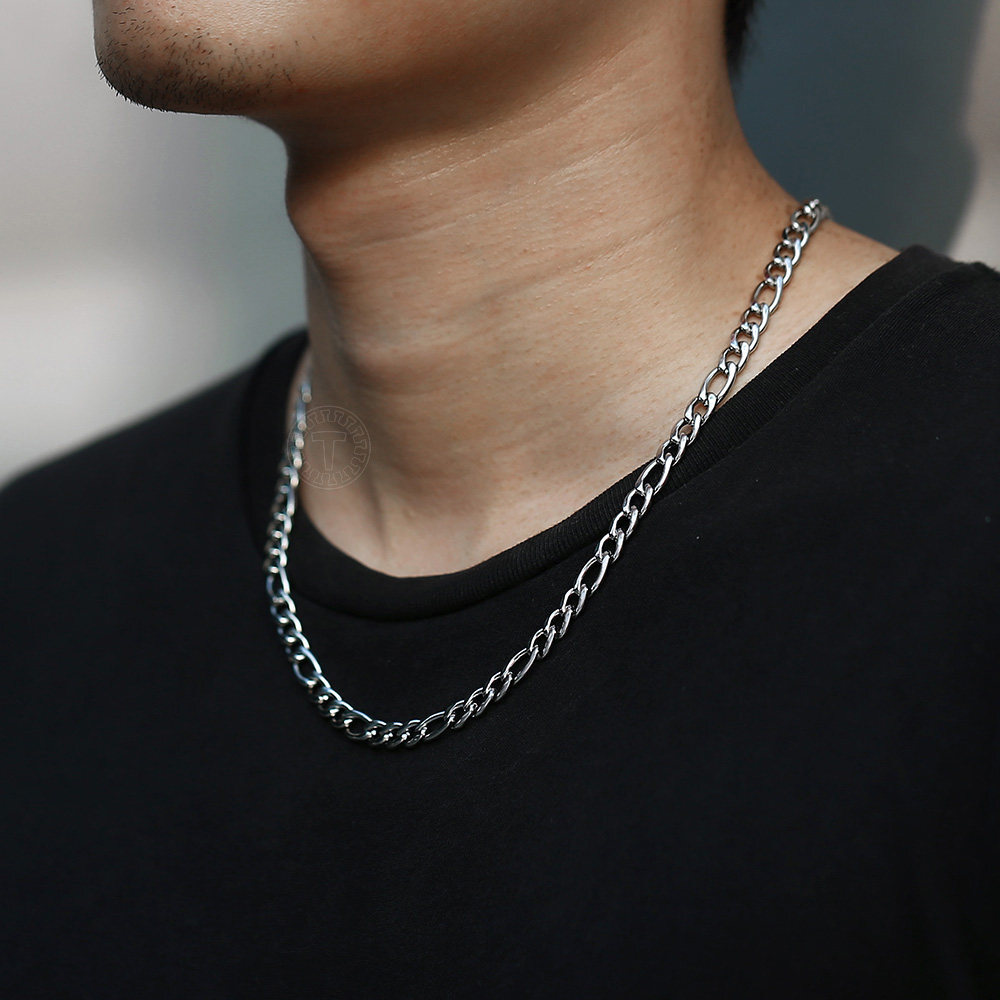 3/5/7/9mm Silver Stainless Steel Figaro Chain Necklace Choker Men Women 16-30"