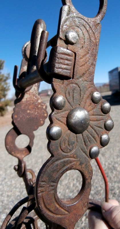 Old Antique Buermann??Iron High Port Nickel Dot Horse Bit w/Rein Chains