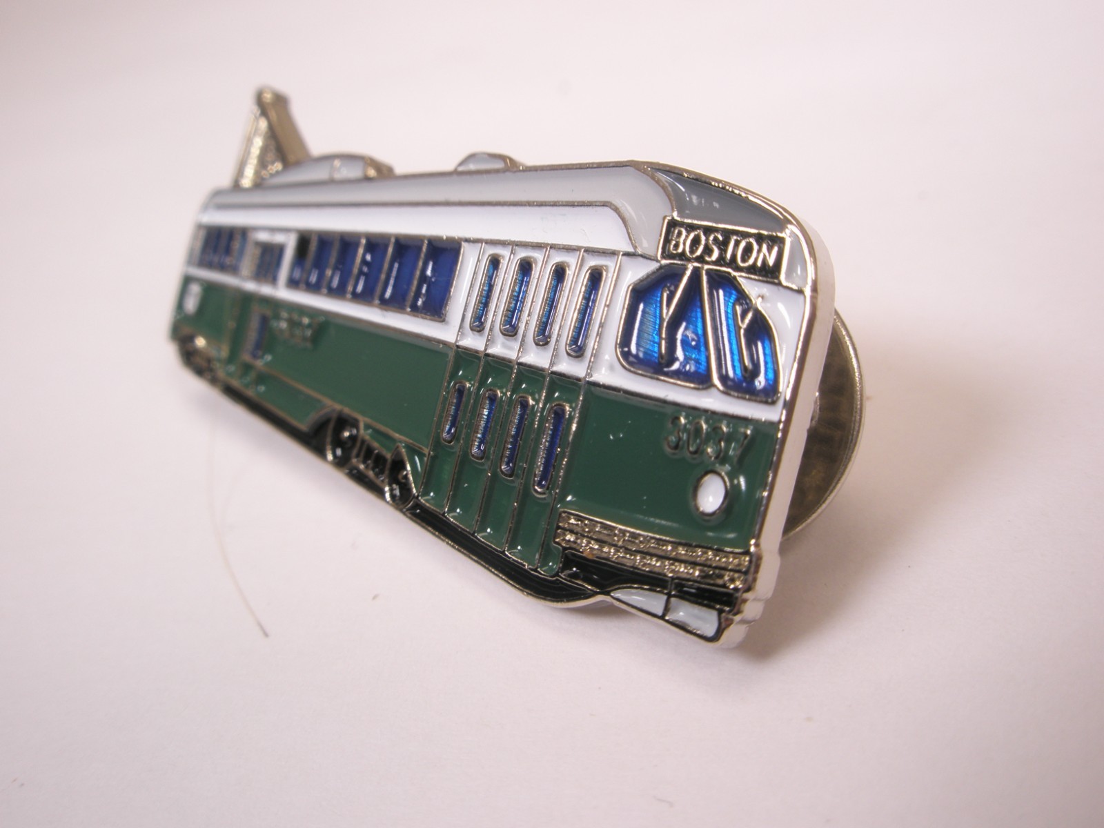 Boston Elev Railway Car 3037 Transit Train MBTA Vintage Tie Tack Lapel Pin a01