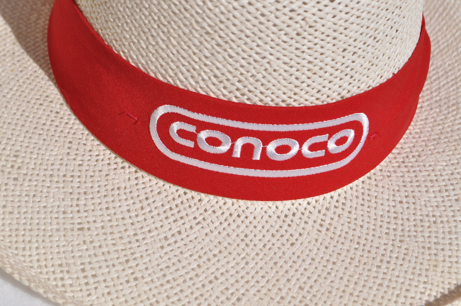 Vintage New, Unused Conoco Straw Hat W/ Headband Gas Service Classic Memorabilia