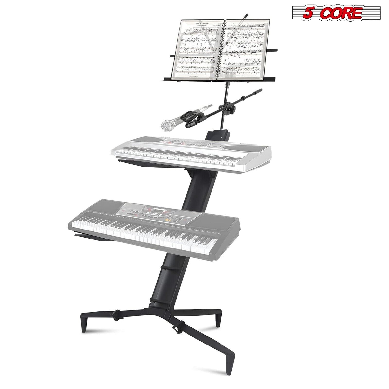 5Core Keyboard Stand 2 Tier Classic Adjustable Electric Piano Sturdy Holder