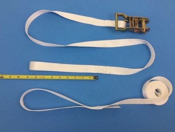 8 Pack of 1" x 15' White Tent Ratchet Straps with Sewn Loops & 1,000 lbs WLL