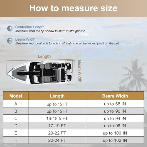 1200D Heavy Duty Boat Cover for 20-22ft Boats - Waterproof, Tear Resistant