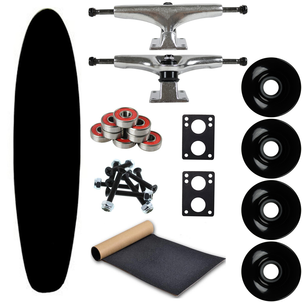 Moose Longboard Complete 9" x 40" Kicktail Dipped Black - Easy and Fun to Build!