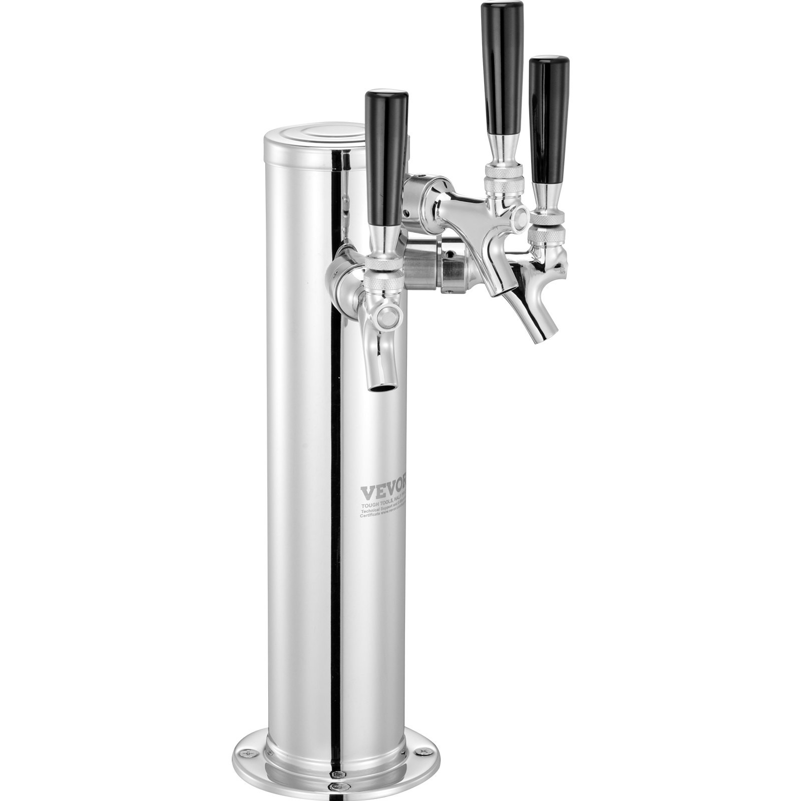 3 Tap Kegerator Beer Tower Stainless Steel Insulated Self-Closing Faucets Kit