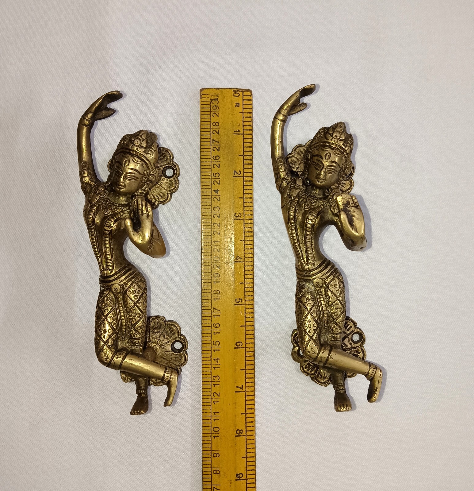 Dancing Lady Pose Door Handle Pair Brass Nritya Girl Interior Door Pull CA476