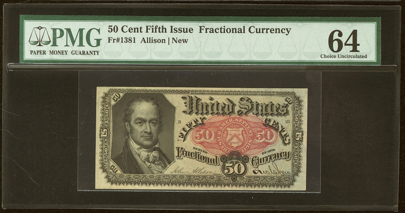 FR# 1381 Fractional Currency Civil War 50 CENT Fifth Issue.  Choice UNC PMG 64