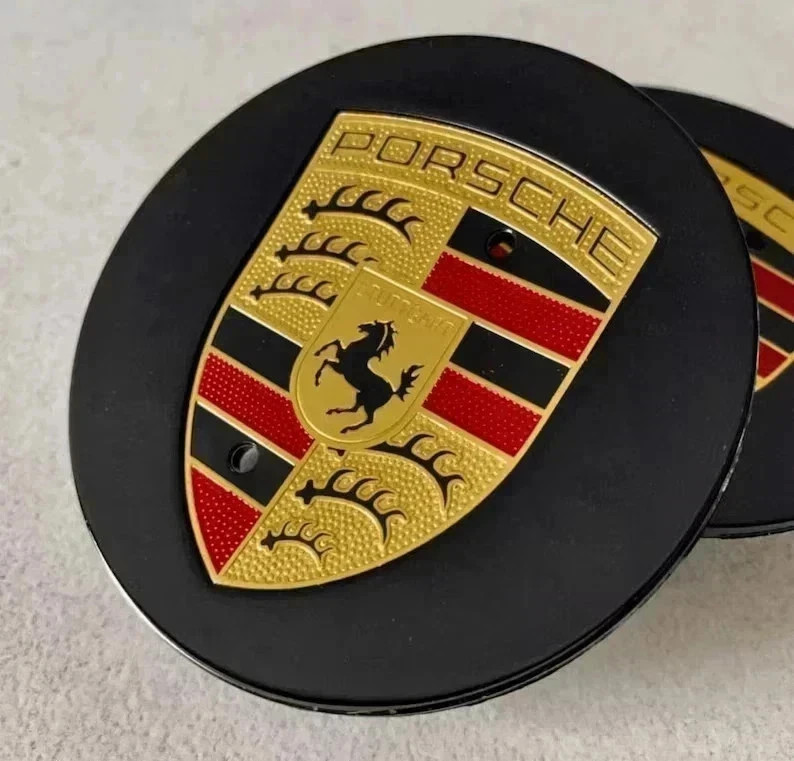 4 Porsche OEM Center Hub Caps Concave 76MM Gloss Black 911 MACAN CAYENNE"
