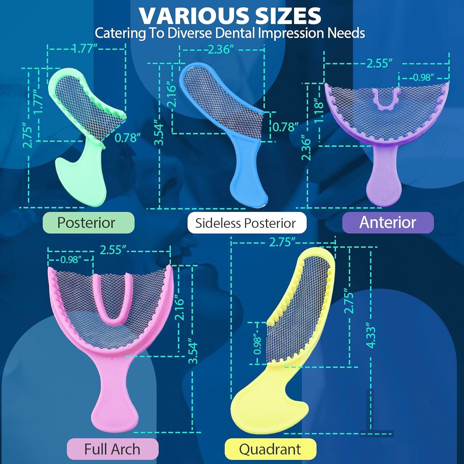 Dental Impression Bite Registration Triple Trays - Posterior(50 Pcs/Bag)