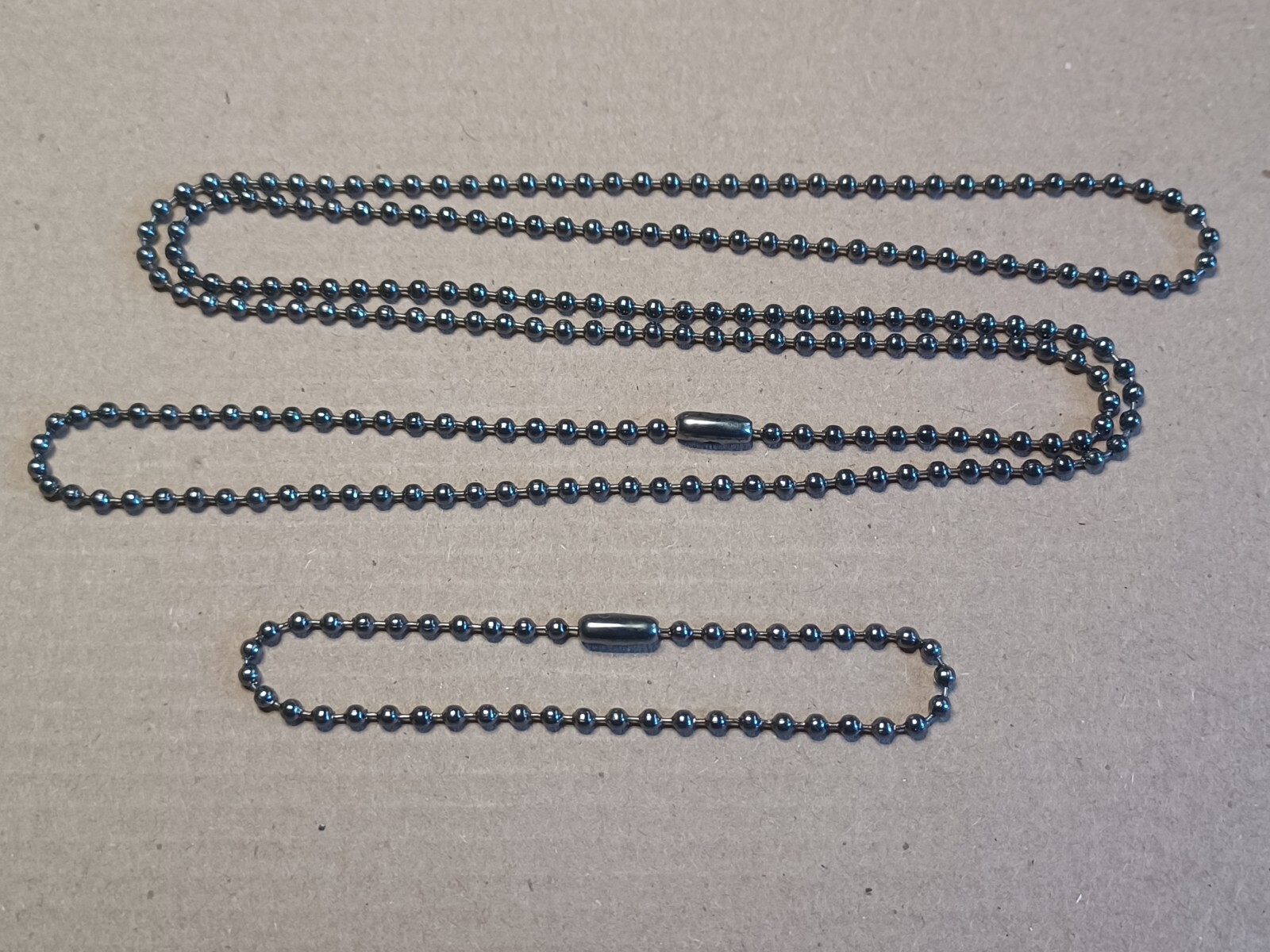 Gun Metal Black Dog Tag Chain Necklace Set 27" & 4.5"
