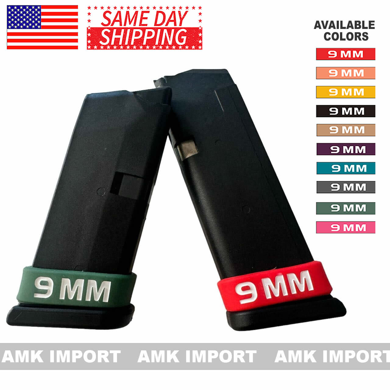 9MM Pistol Extended Magazine ID Marking Bands Mag Identification Silicone Band