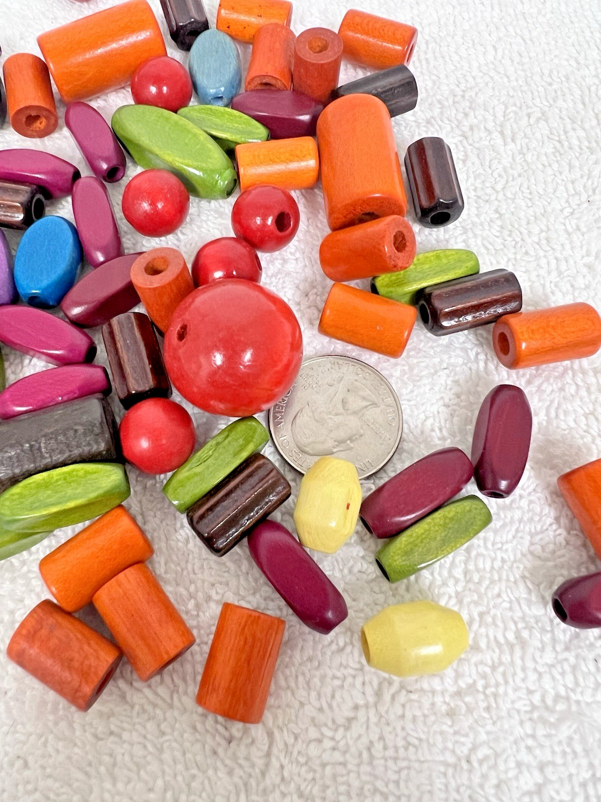 75 Vintage Camp Fire Girls Wood Red Green Blue Beads Awards Tasks Ceremonial